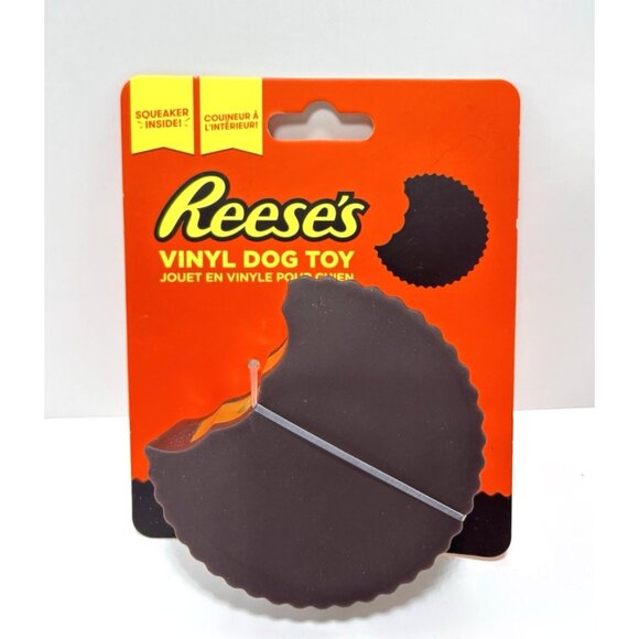 Reese’s Vinyl Dog Toy Squeaky Peanut Butter Cup Shape Logo Design Fun Play - Picture 1 of 5